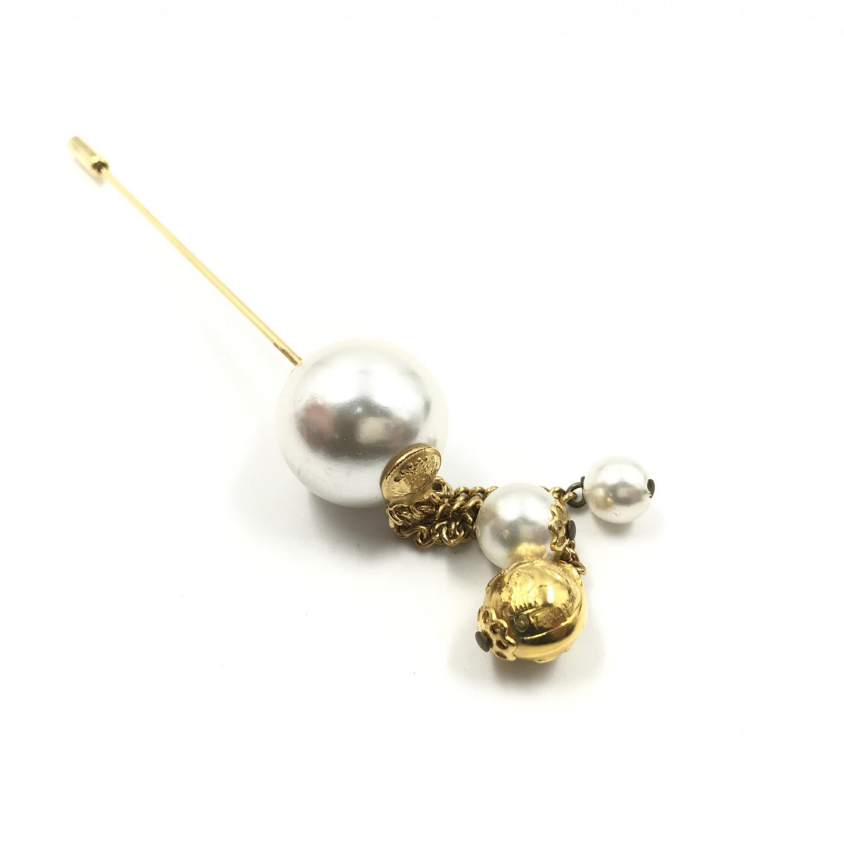 Salvatore Ferragamo Pin Brooch, Pearl Style, Box