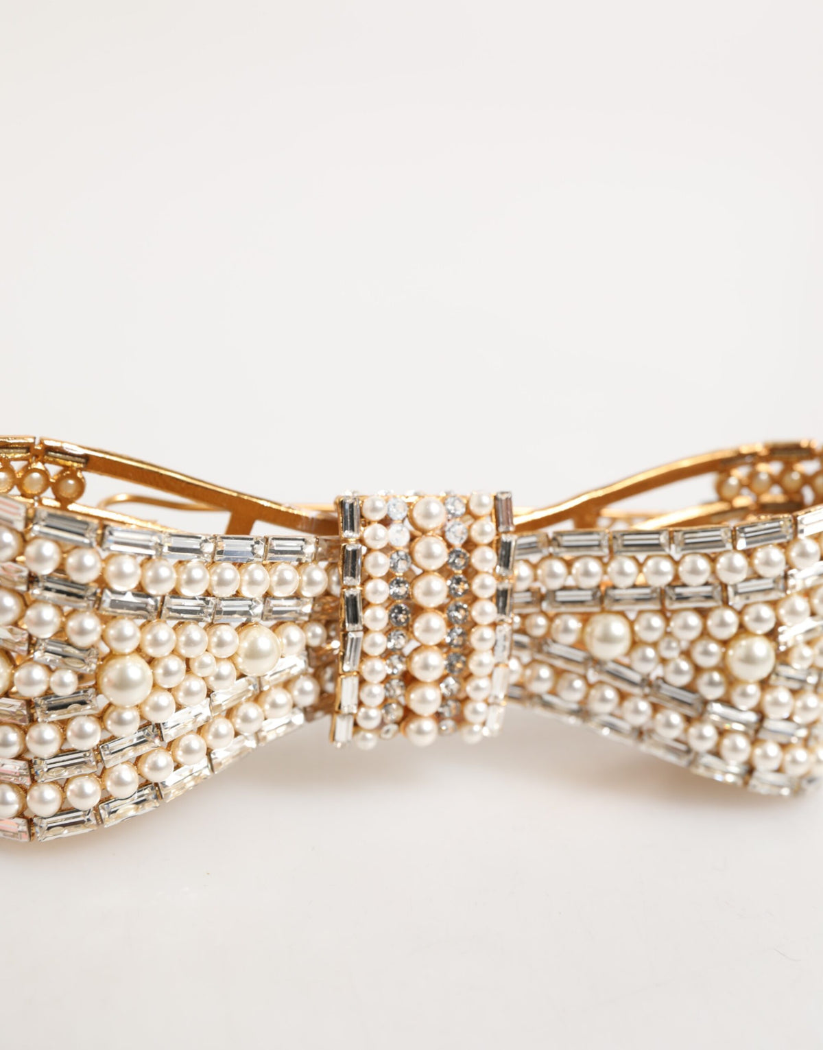 Dolce & Gabbana Gold Brass Glas Crystal Faux Pearl Embellished Brooch